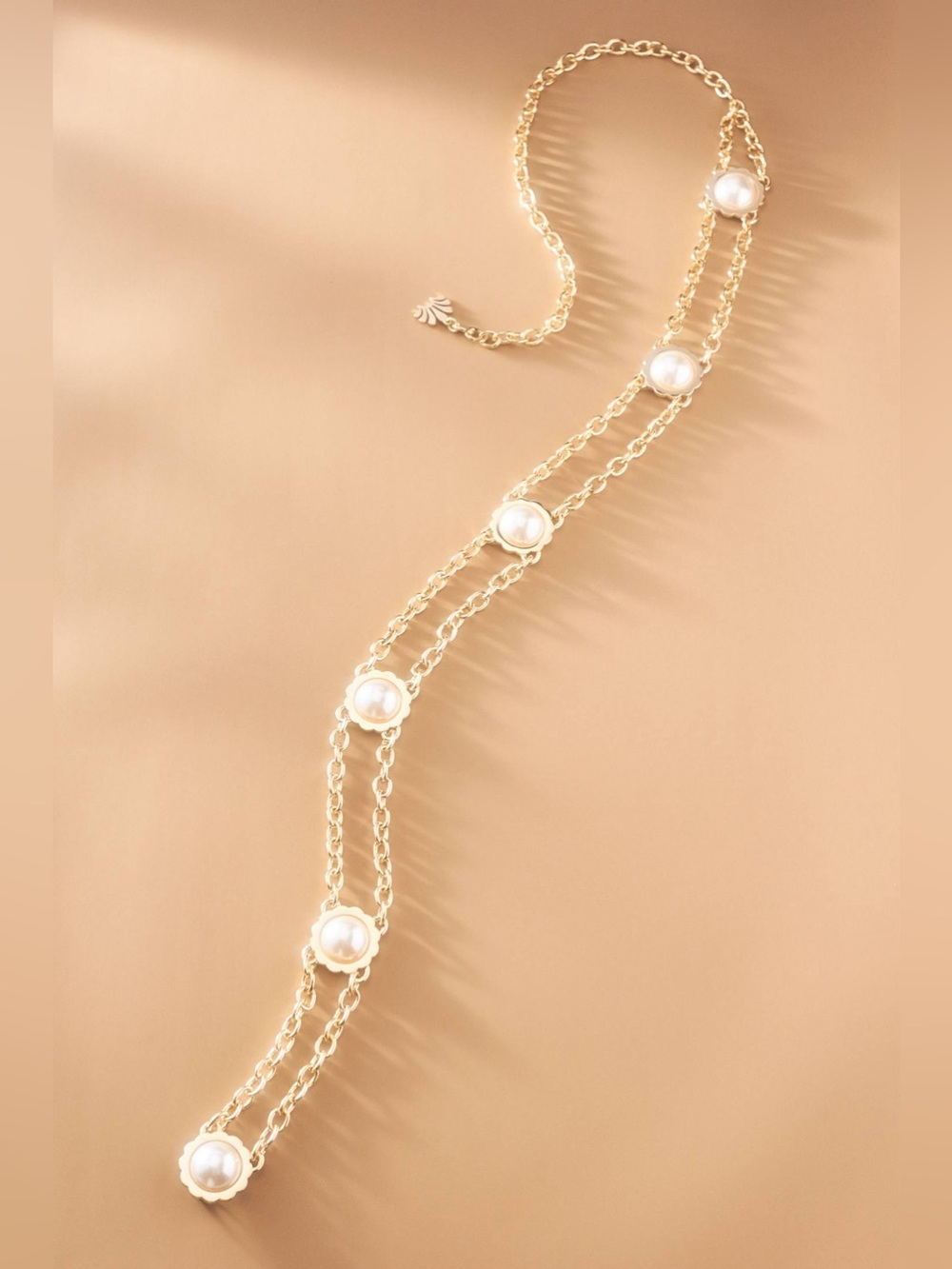 Lele Sadoughi Scalloped Coin Double Chain Belt